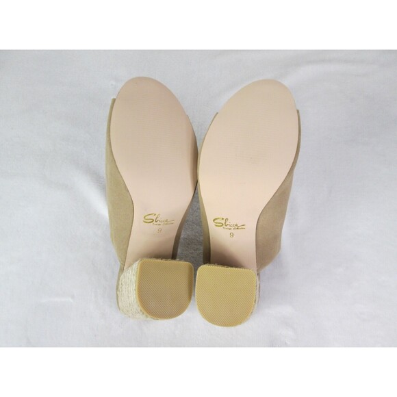 Sbicca Helena Natural 9 Mule Open Toe Suede Leather Upper Rope Heel 3" 601 - Picture 5 of 7